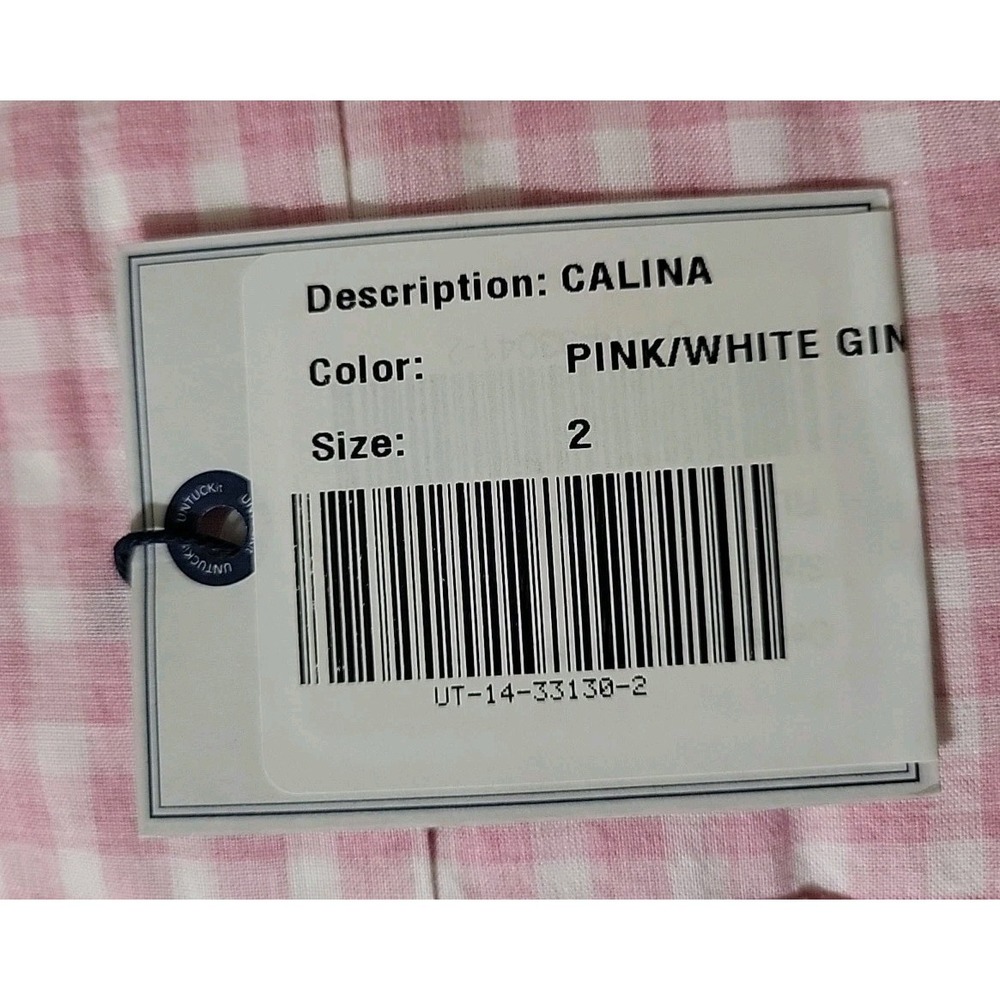 UNTUCKit Womens 2 NWT Cotton Check Pink Button-Up Shirt Lightweight Spring Girly - Picture 7 of 7